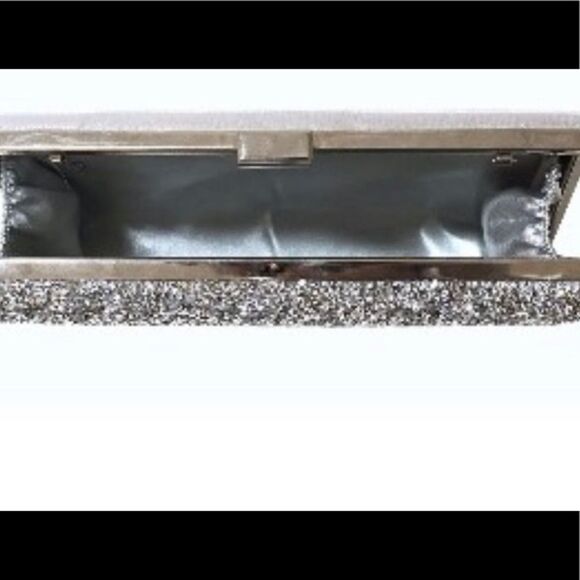 Silver Rhinestone Evening Clutch Bag with short and long strap - Picture 7 of 11